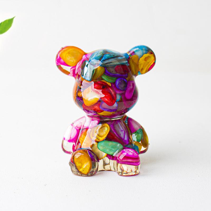 Crystal Resin Bear Sitting Figurine For Home Office Decor Gift For Friends