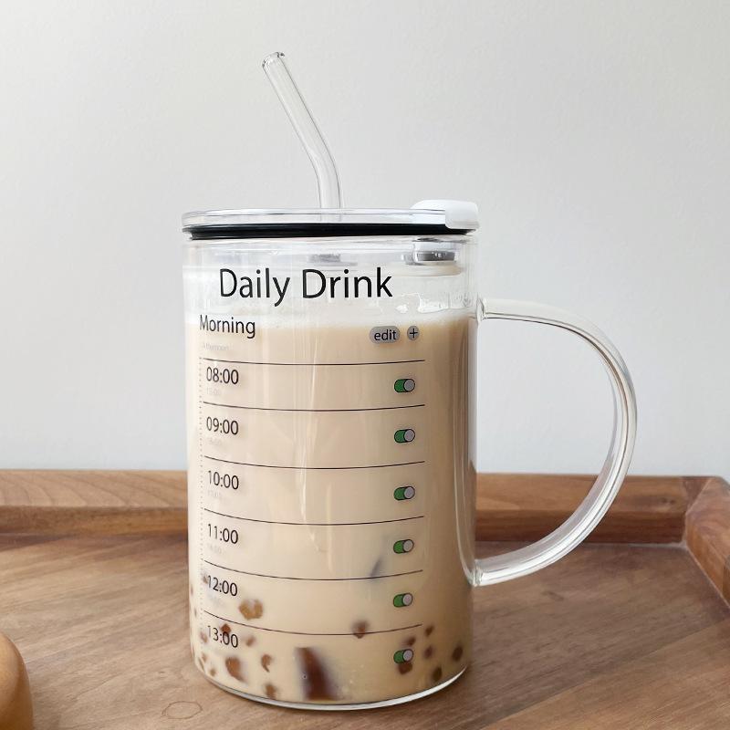 

1 шт. 1 л стакан из боросиликатного стекла с крышкой и трубочкой, большая емкость для воды, кружки для кофе со льдом, стаканы для питья, подарки для напитков 1L