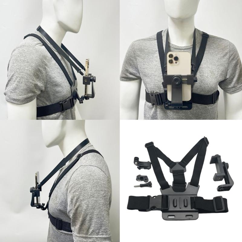 First-Person Perspective Accessories Phone Chest Strap Harness Chest Mount Strap Holder for Sports Camera Phone