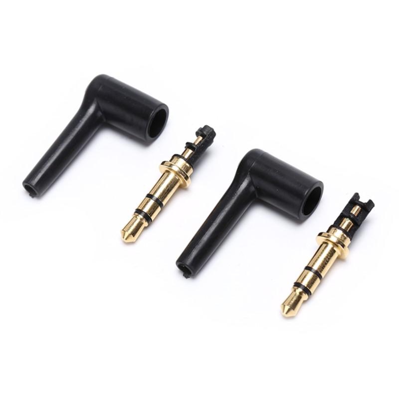 2pcs/lot 90 Degrees 3.5mm Stereo Headset Plug Jack 3 4 Pole 3.5 Gold Plated Black Audio Plugs Jack Adaptor Connector