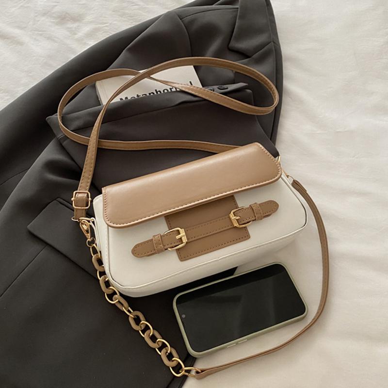 Yogodlns  New Fashion PU Leather Shoulder Bags for Women Simple Chain Handbags Crossbody Messenger Small Square Bags Casual Underarm Bag