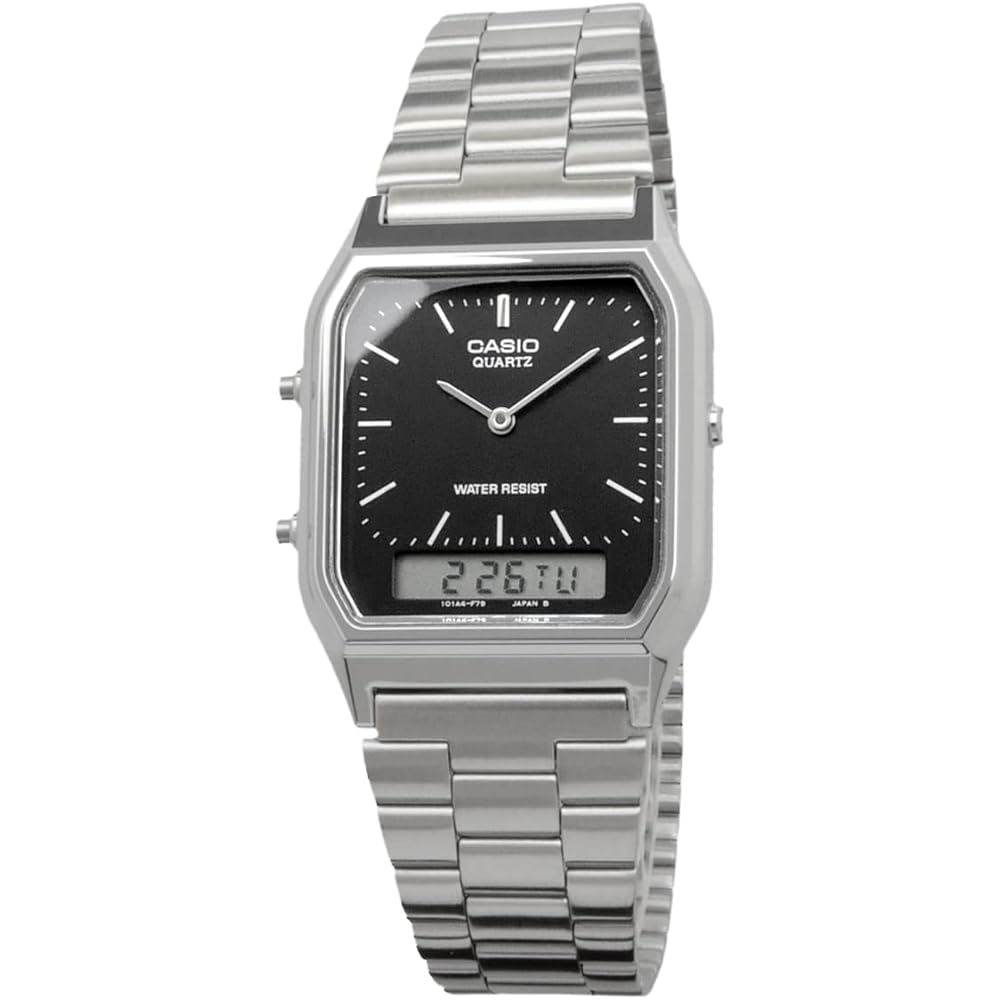 [Casio] CASIO Analog-Digital Quartz Watch Vintage Series AQ-230A-1DMQ Unisex Dual Time Black Overseas Model [Parallel Import]