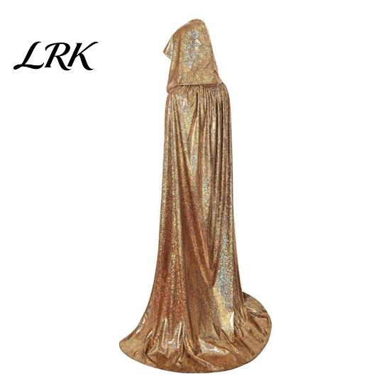 Shiny Fabric Hooded Cape Cape, Iridescent Full Length Cloak, Sparkly Unisex Lightweight Party Cloak for Halloween Masquerade Mardi Gras Costume Glossy