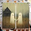 2 Stück - Vorhänge im Gothic-Stil mit Halloween-Spukhaus-Druck, Stangentasche Heimdekoration, Raumdekoration
