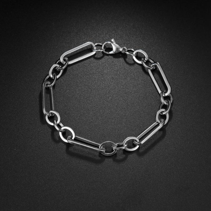 Cuban Link Stainless Steel Vintage Ins Style Bracelet - Figaro Blade Chain