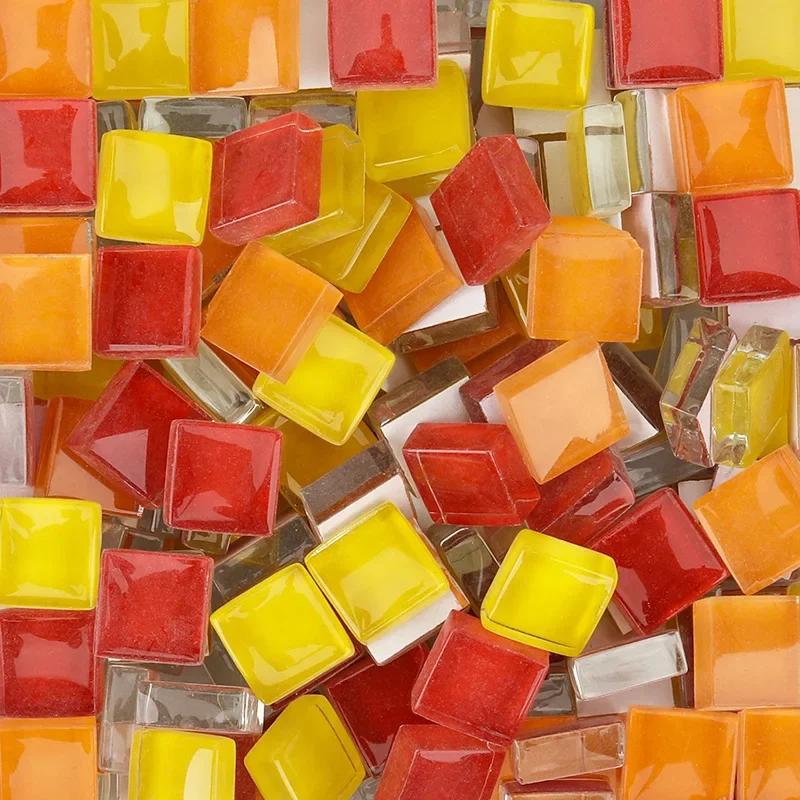 100g gemischte Mosaiksteine Sortierte Farbe Quadratisch Glitzer Glas Mosaikfliesen für DIY Bastelbedarf blau lila grün arte