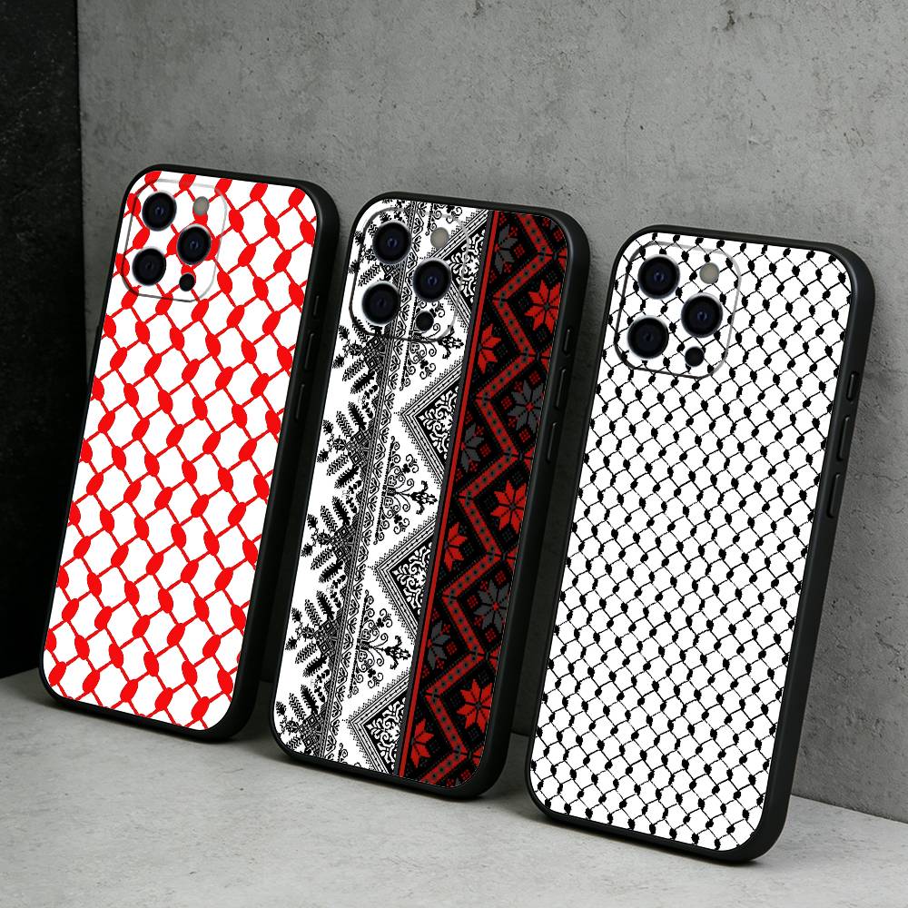 P-Palestinian HattA Head-Band Pattern Phone Case For iPhone17,16,15,14,13,12 Plus,Max Soft Silicone Black Cover