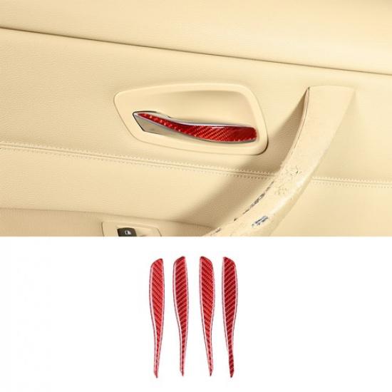 Rote Carbon-Türgriff-Verkleidung für Innenraum, Aufkleber für BMW 3er E90 05-12