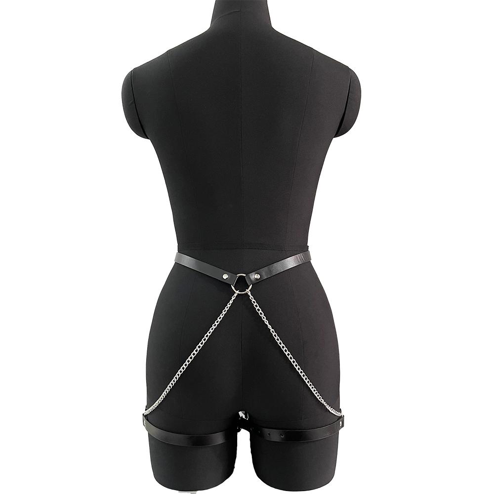 Sexy Open Crotch Woman Garter Lingerie Intimate Crotchless Panties With Adjustable Pu Leather G-String Underwear Female Thongs