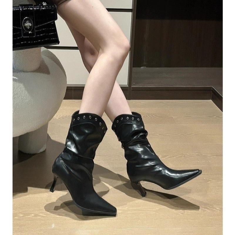 2026 Autumn New Pointed Toe Stiletto High Heel Temperament French Fashion Sexy Beauty Booties
