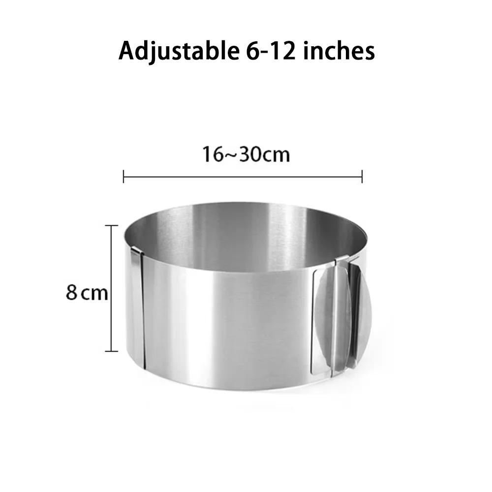 Stainless Steel Round Cake Mold Adjustable 6 To 12 Inches Height 6-15cm with Precise Scale Mold Baking Ring for Mousse Baking