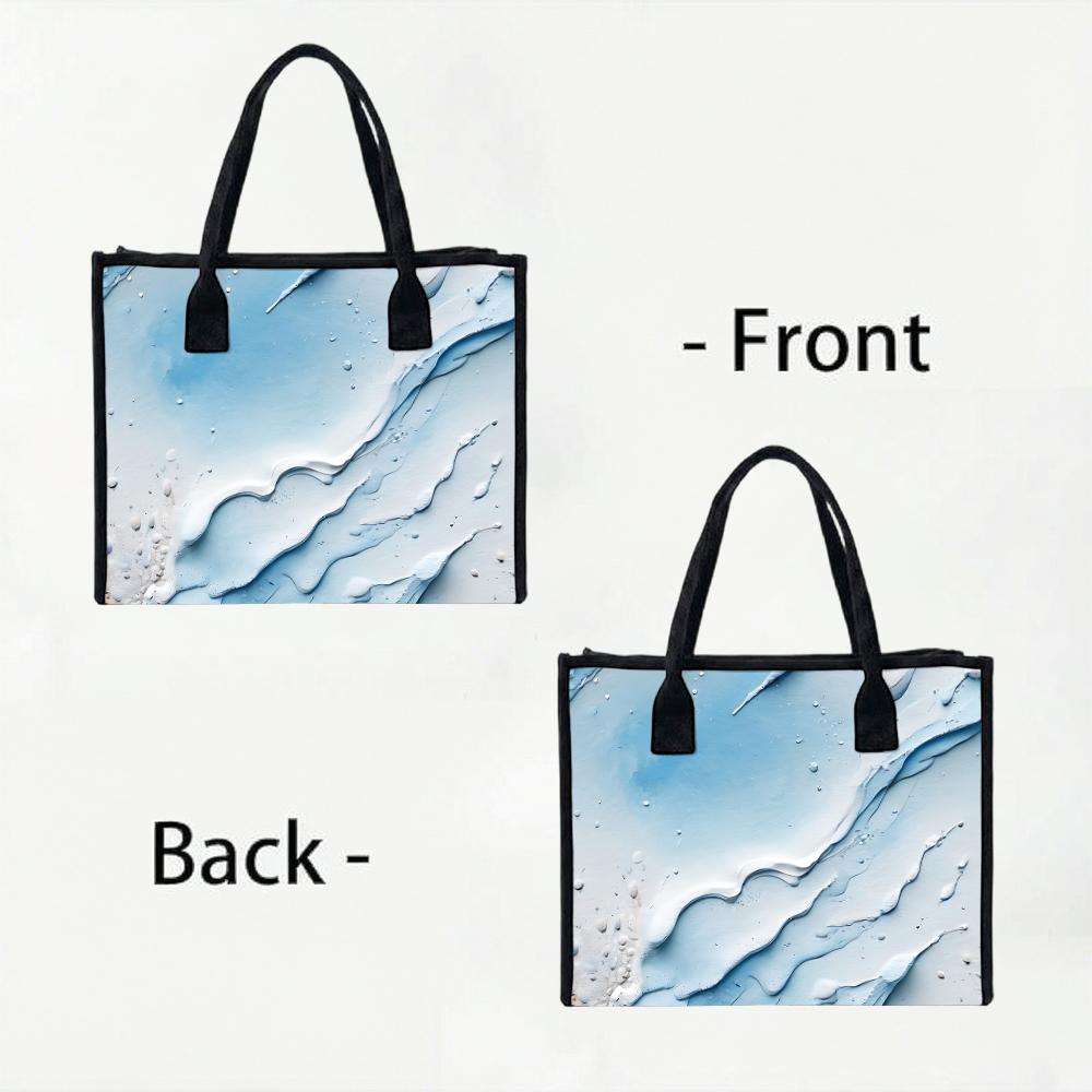 Fashion Water Pattern Printed Tote Bag Daily Casual Large Capacity Portable Shoulder Bag for Women