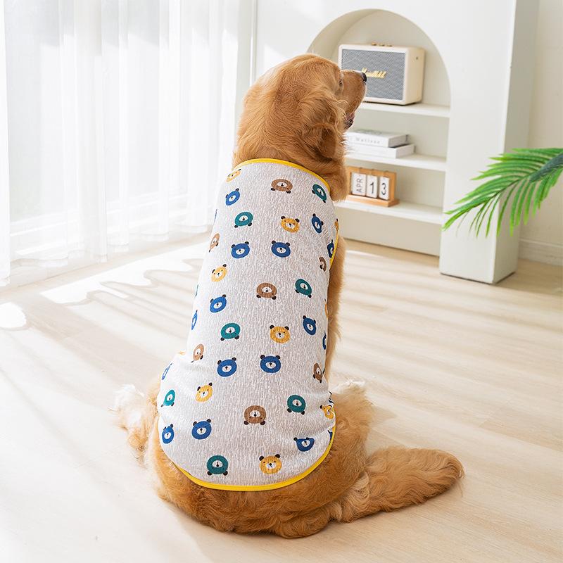 

Cute full print spring and summer golden retriever edge animal mesh thin breathable vest medium and large dog pet big dog clothes 7XL (recommended weight 75-45 kg)