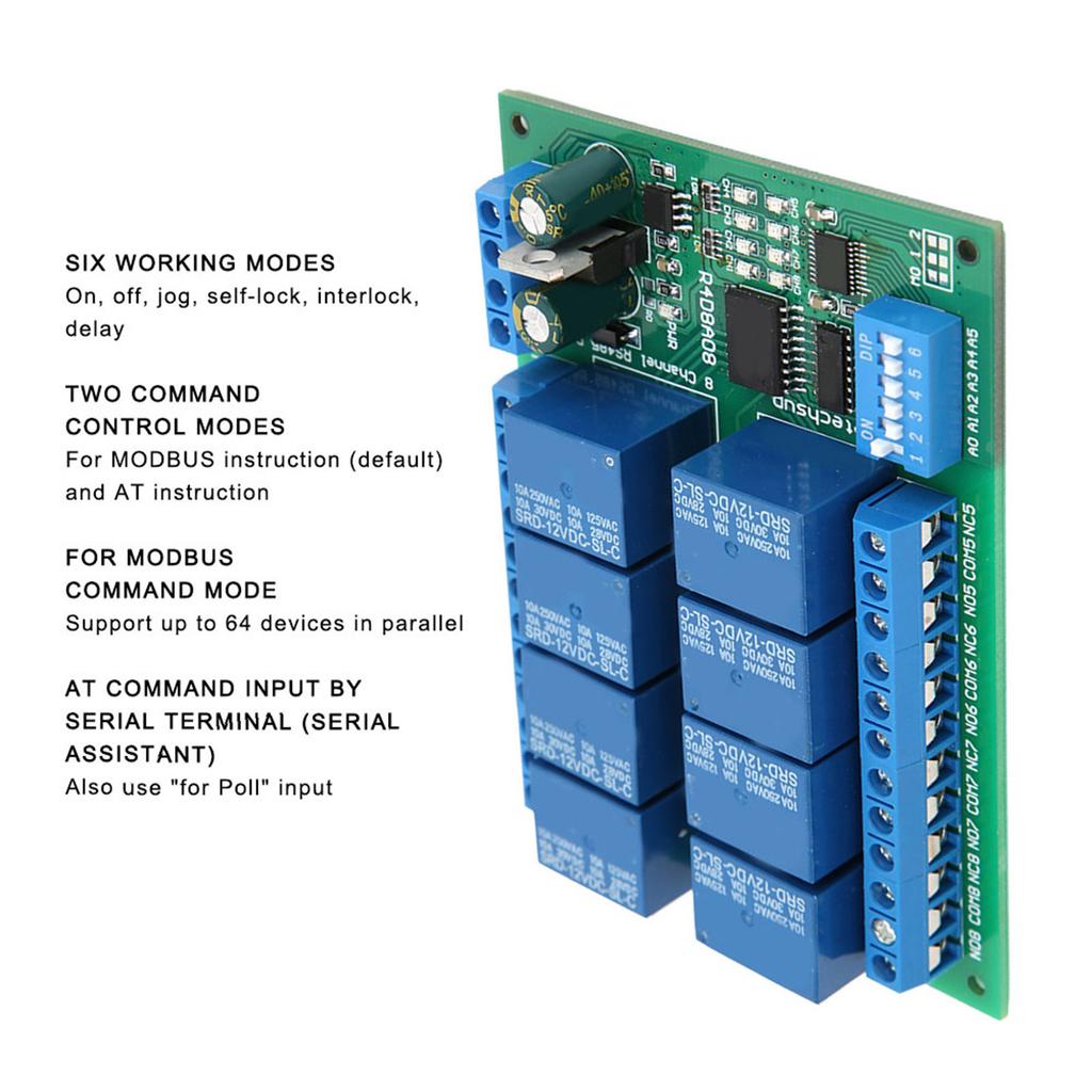 12V 8‑Channel RS485 Relay PLC Expansion Board for RTU Protocol Remote Control