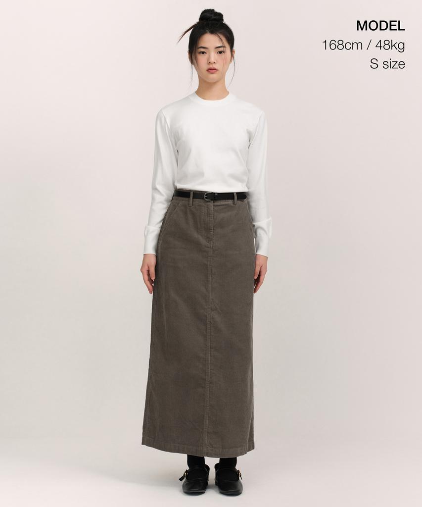 Musinsa Standard Woman 11W Corduroy Maxi Skirt [Taupe]