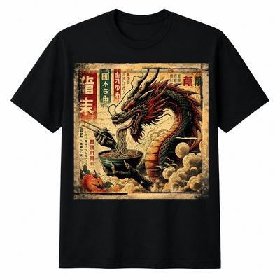 Japanese Dragon Ramen Shirt Vintage Graphic Tee Asian Art