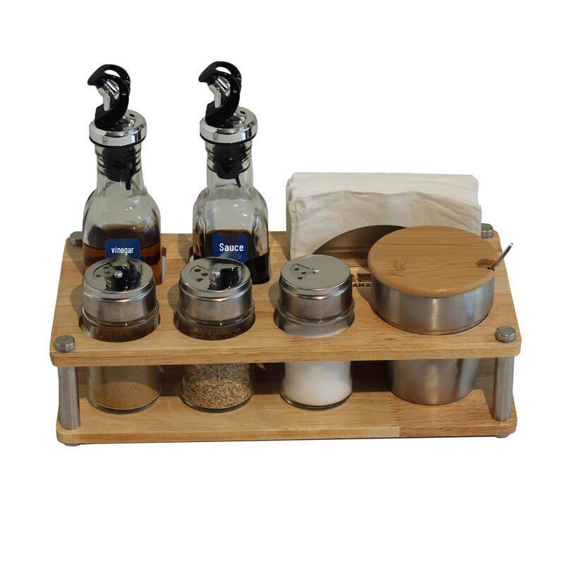 

Hanqian Tabletop Condiment Set with Solid Wood Base