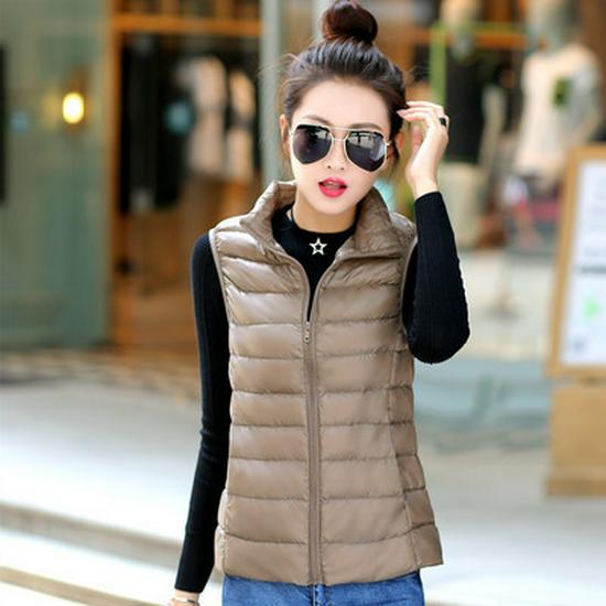 2024 Autumn Women's Lightweight Stand Collar Down Vest: Stylish Short Casual Fashion