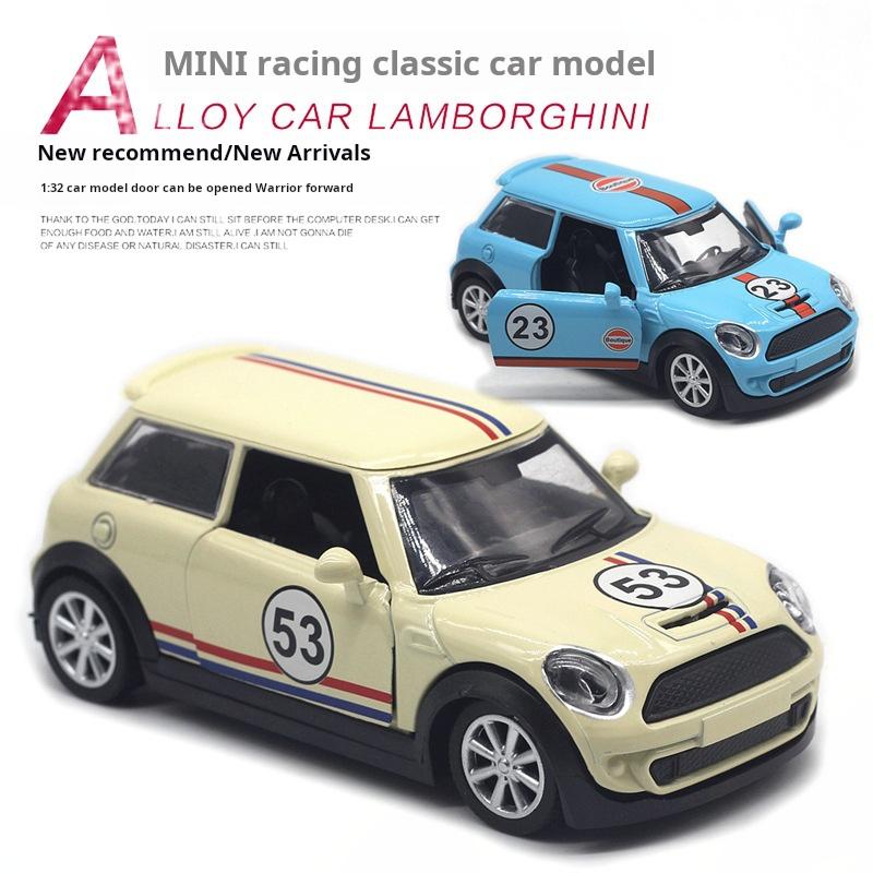 1/32 Scale Alloy Model Mini Painting 53 Racing Classic Model Pocket Toy Pull-Back Door Car Model Children's Toy