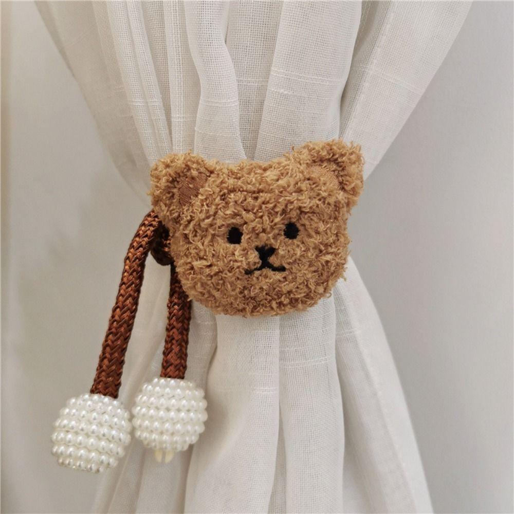 2Pcs Ins Window Curtain Buckles Cute Bear Curtain Tieback Cartoon Bear Curtain  Curtain Accessories