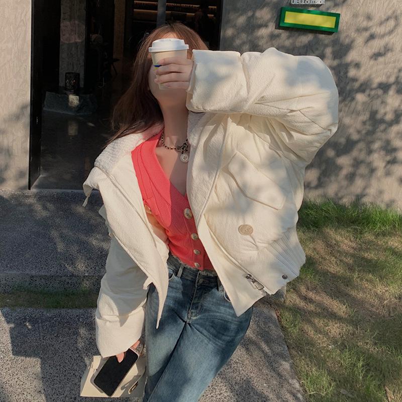 Winter new lapel short casual down cotton-padded jacket for women's small design cotton-padded jacket