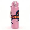 1PC Folk Decorated Black Horse 750ml Color Plastic Sports Water Bottle Leakproof Flip Straw Lid Suitable for Sports Office Home Use