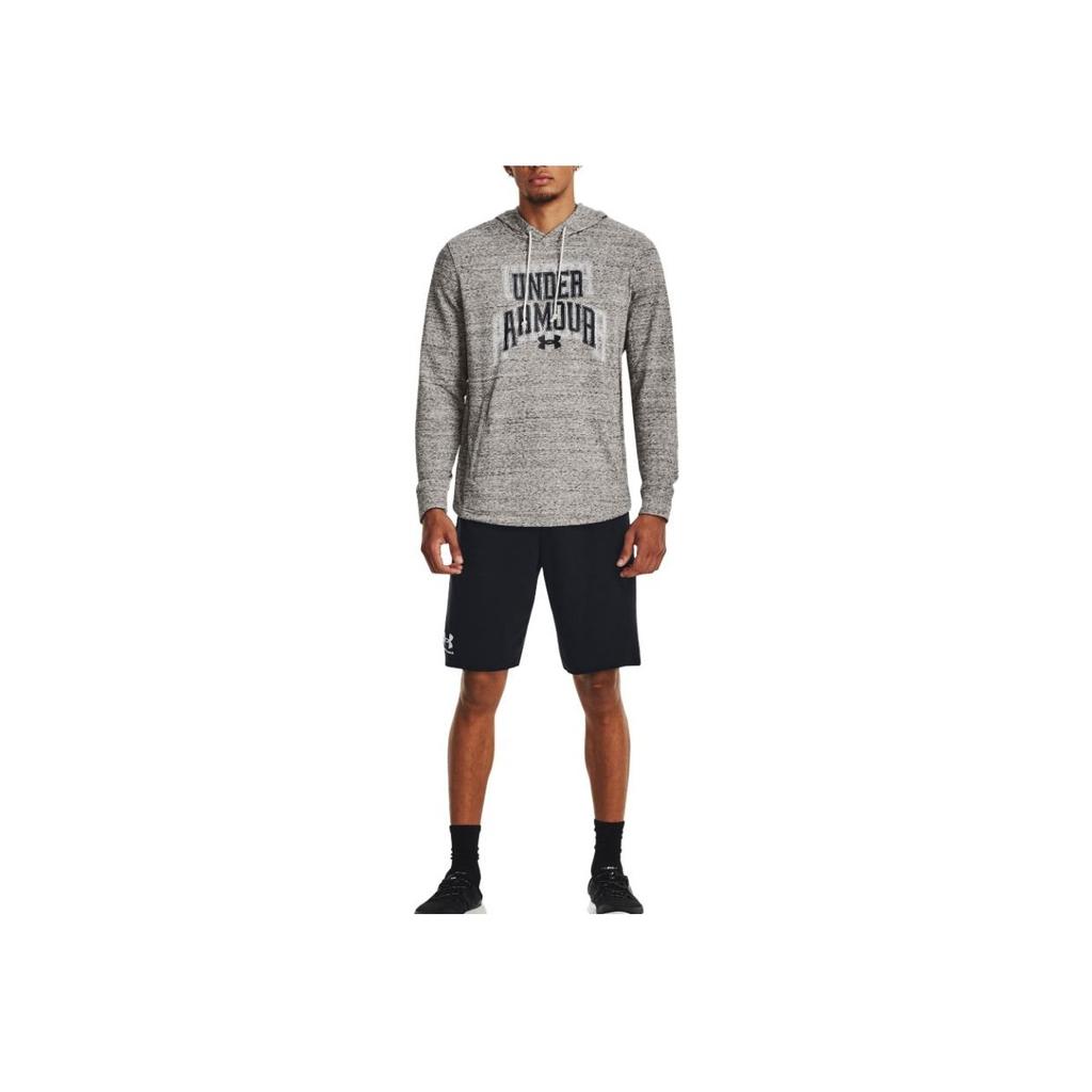 Under Armour Retro Letter Print Loose Fit Hoodie Men Hoodies Gray 1379766-114