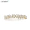 LUOTEEMI Geometrisches Rechteck Klar Zirkon Blumenform Französischer Stift Schmuck Haare Damen Luxuriöser Haarspangenstift Braut Hochzeit