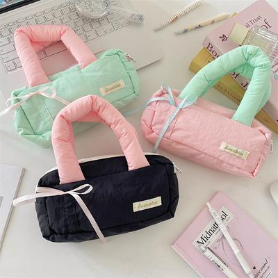 Soft Large-capacity Pencil Bag, Small Fresh Color Student High-value Stationery Bag, Cosmetic Hand Bag