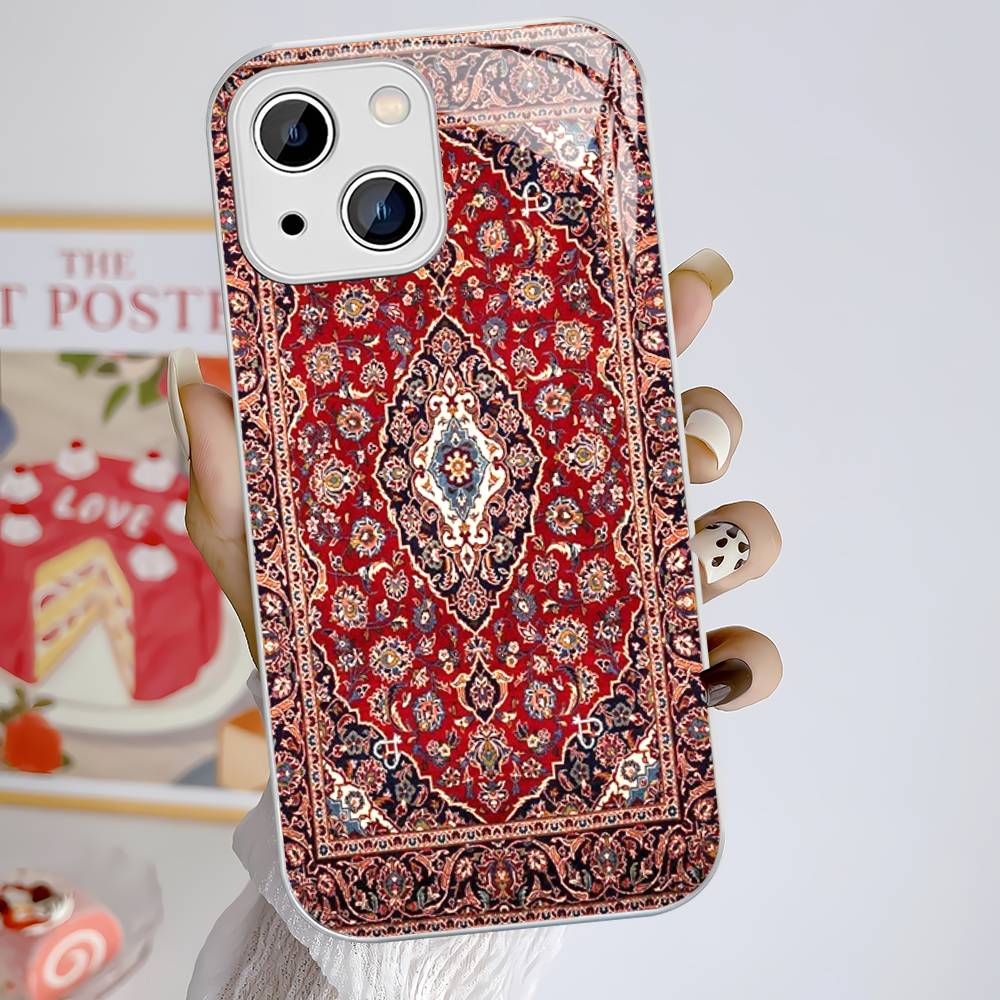 

Персидский ковер Цветочный узор Закаленное стекло Для iPhone 14 13 12 11 Pro Mini XS MAX 14Plus X XS XR Чехлы iphone 11