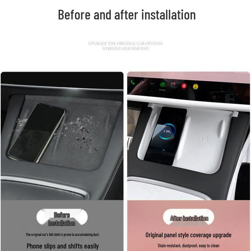 Tesla Model Y/3 Wireless Charging Anti-Slip Silicone Mat for Center Console Decoration