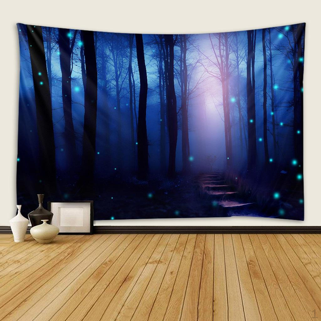 wall Hanging Tapestry Nature Printed TV Backdrop Living Room Decoration Forest 150 x 150cm