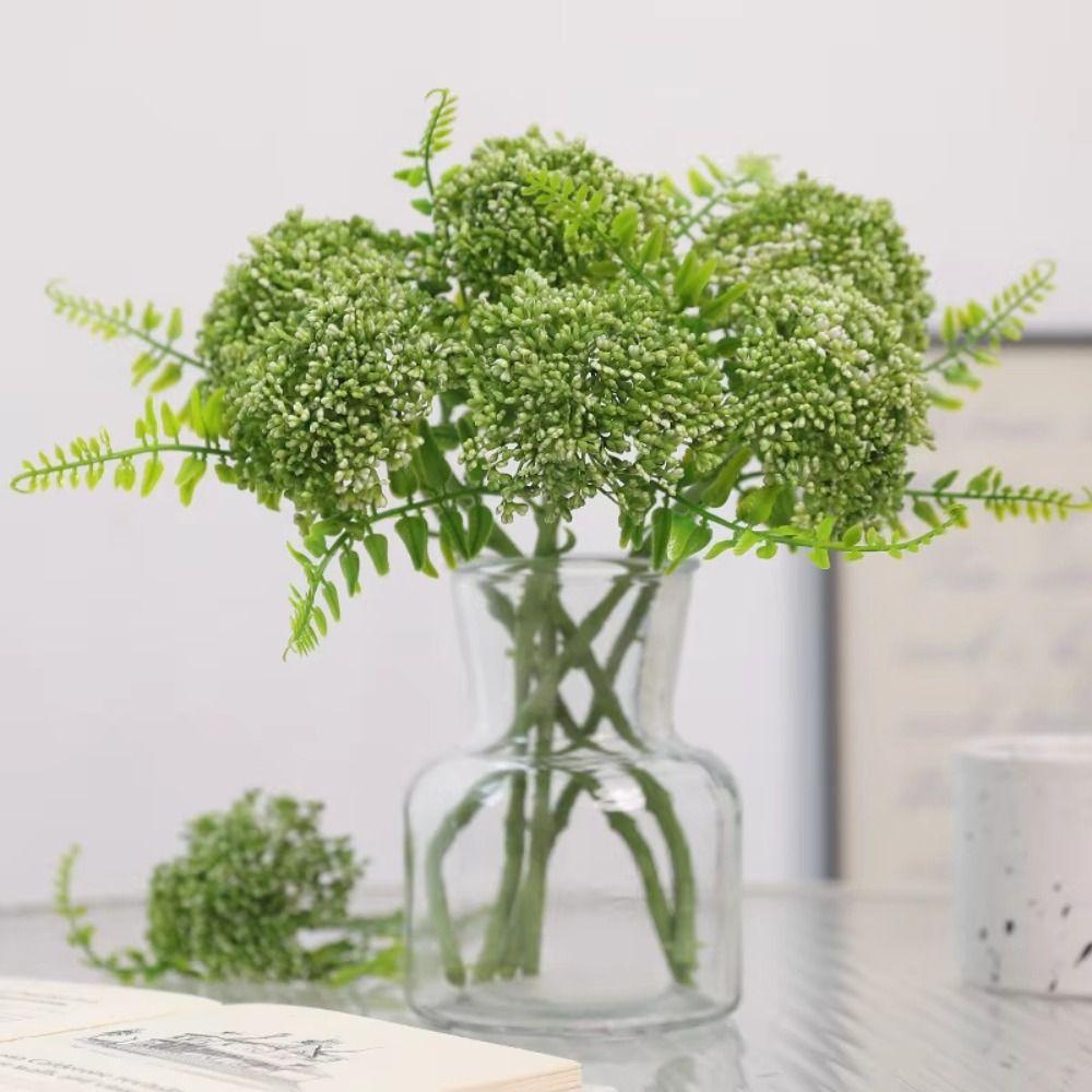3PCS Plastic Artificial Oat Fruit Green Colorr Faux Oat Stems Green Plastic Flowers Wedding Floral