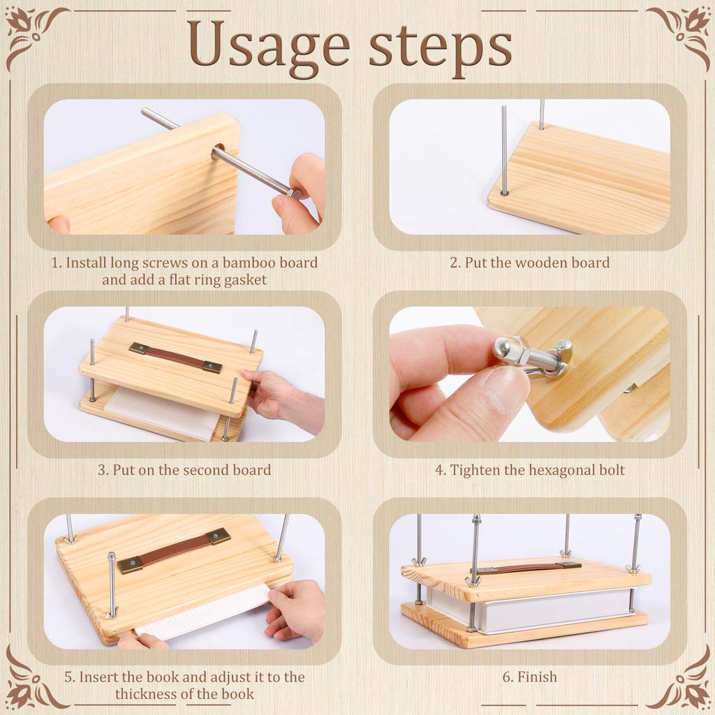 Wooden Book Press Manual Book Binding Press With Ergonomic Handle Smooth Surface DIY Bookbinding Tool for Photo Album and Cards