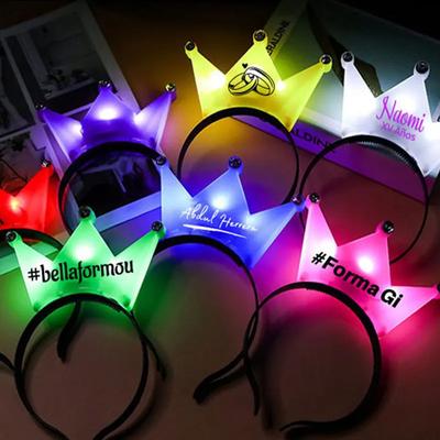 11pcs Customized LED Crown Headbands Light Up Crown Headbands Tiara Glitter Hairbands Wedding Party Supplies Party Favors