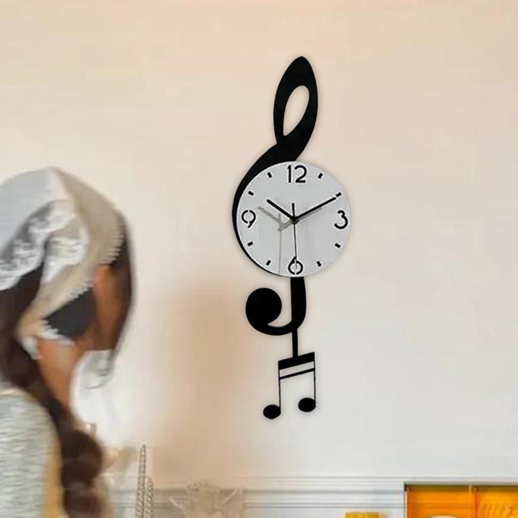 Horloge Murale Notes de Musique Facile à Lire avec Pendule Art pour Salle de Bain Cuisine, Chambre d'Enfant Maison