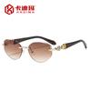 European and American frameless trimmed fashion polygon women's sunglasses personalized sunglasses street photography travel sunglasses