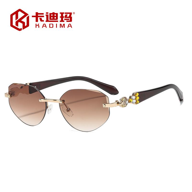 European and American frameless trimmed fashion polygon women's sunglasses personalized sunglasses street photography travel sunglasses