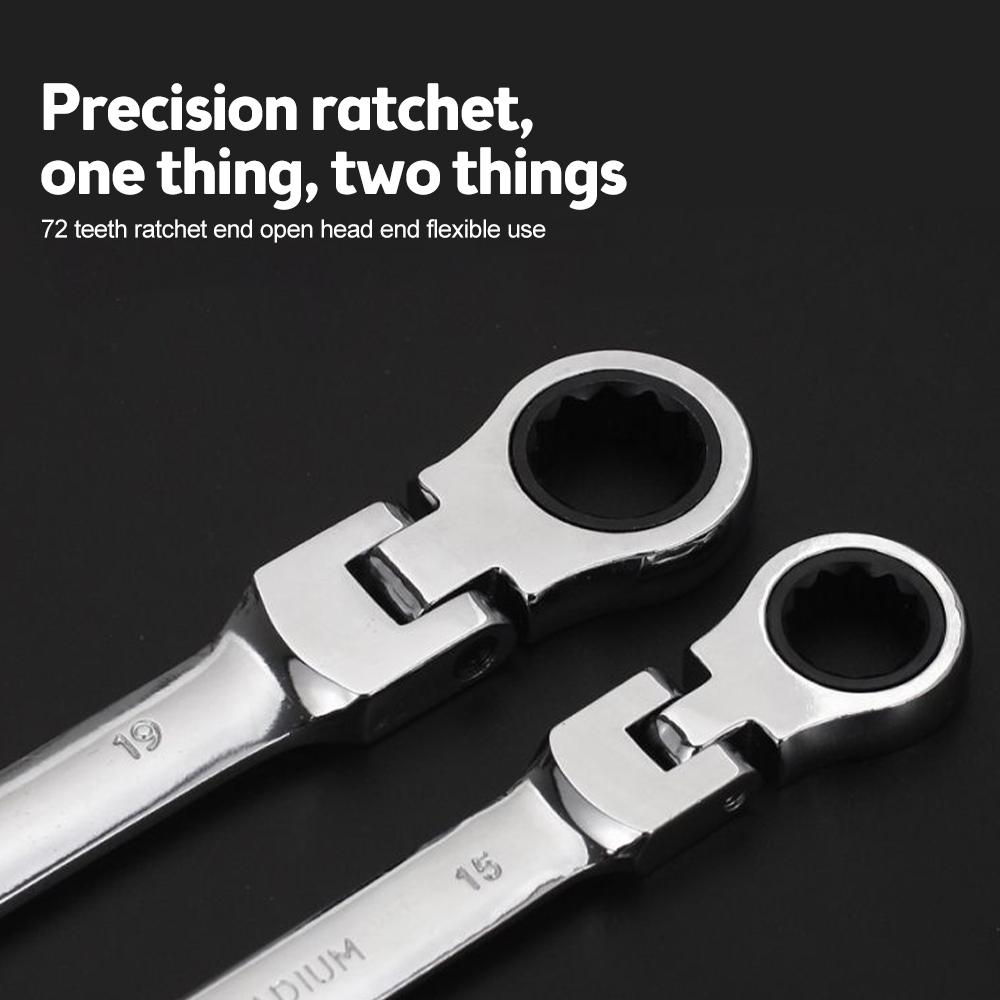 Flexible Pivoting Head Ratchet Wrench Spanner Garage Metric hand Tool 6mm-14mm For auto and Home Repair 1pcs