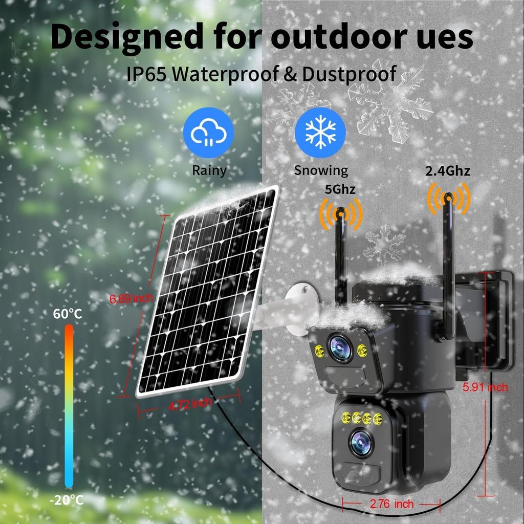 OKAM PRO Security Solar Camera Dual Lens HD 10MP 4G SIM Camera PIR Motion Detection Two-way Intercom Night Vision Outdoor Camera
