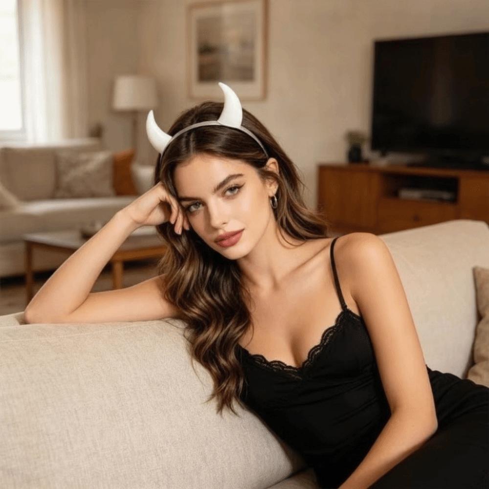 Animal Devil Horn Hairband Glossy Anime Headband Gothic Ox Horn Hair Clips Anime Expo