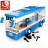 238 PCS Sluban 0330 City Series Single Decker Bus Car Model Children Educational Building Block Brick Toys