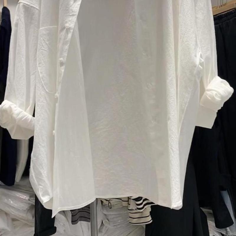 Weißes Hemd Damen Frühling Französisch Sommer Langarm Top Koreanische lose Hemd Jacke