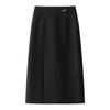 Women's Gray High-Waist Slit Bodycon Midi Skirt - 2025 Spring/Autumn Collection