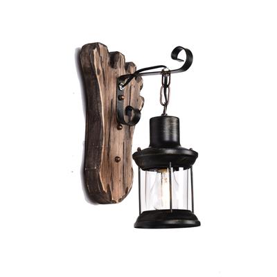 Vintage Amerikanischer Stil Wandlampe Holz Eisen Glas Schwarz Bed and Breakfast Hot Pot Restaurant Nostalgie Industrieller Stil Café E27