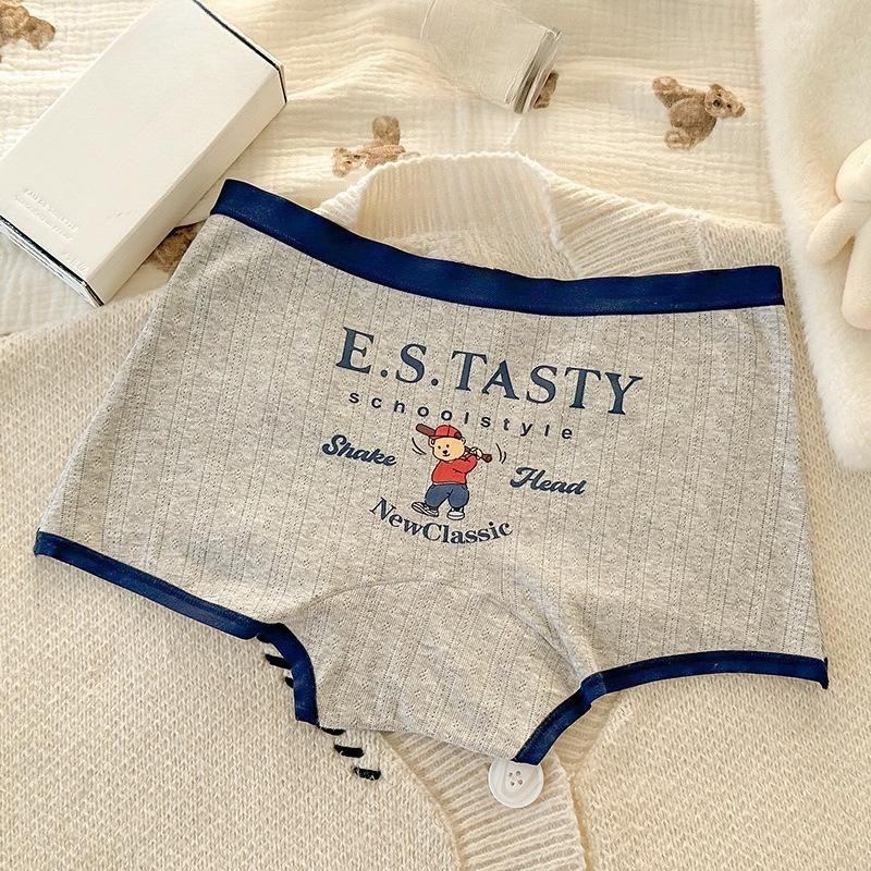 Plus Size Lady Spring Cotton Cute Bear 10A Bacteriostatic Cotton Crotch Breathable Flat Angle Panties