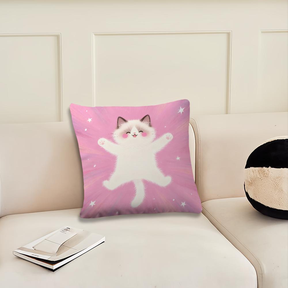 Cartoon Pink Cat Star Cute Cushion Cover Pillow Cover Decoration Room Home Sofa Living Office Car Nordic Simplicity