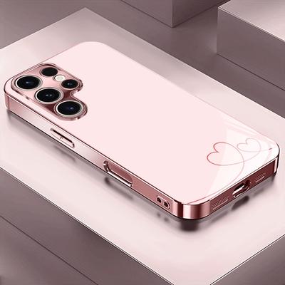 Liebesmuster metallische Farbe Glas Handyhülle geeignet für Samsung Galaxy S26 S25 S24 S22 S21 S20 FE/Ultra/Plus Sturzschutz