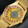 VINTAGE HAND-WINDING SWISS MENS POKER FACE YELLOW COLOR DIAL WATCH A701162-5 R205b-a701162