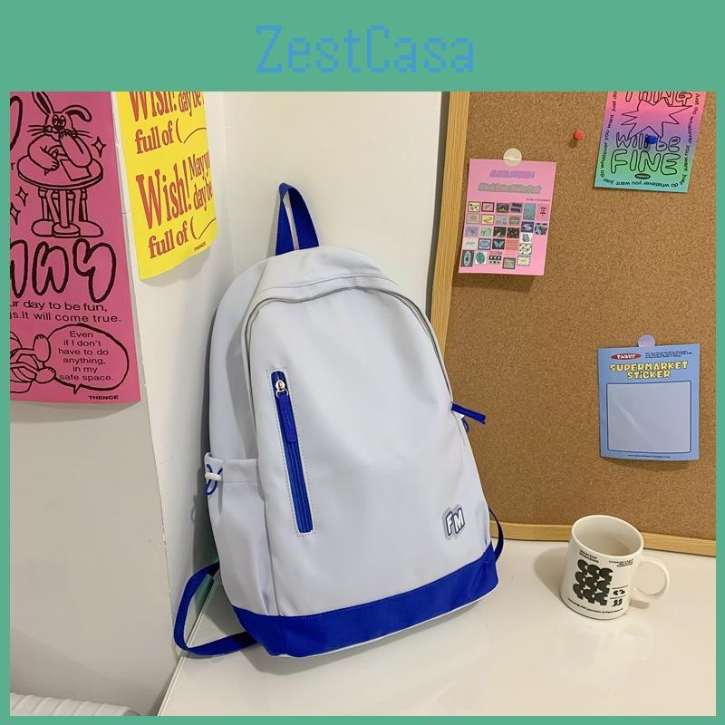 Color Simple Blocked Letter Print Student Casual Backpack For Use School